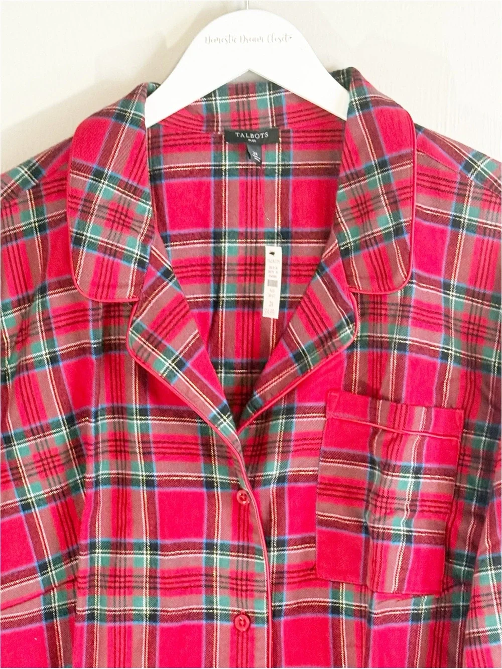 New TALBOTS Red Plaid Cotton Flannel Pajama Set SOLSTICE Holiday Cabin Sz 2X